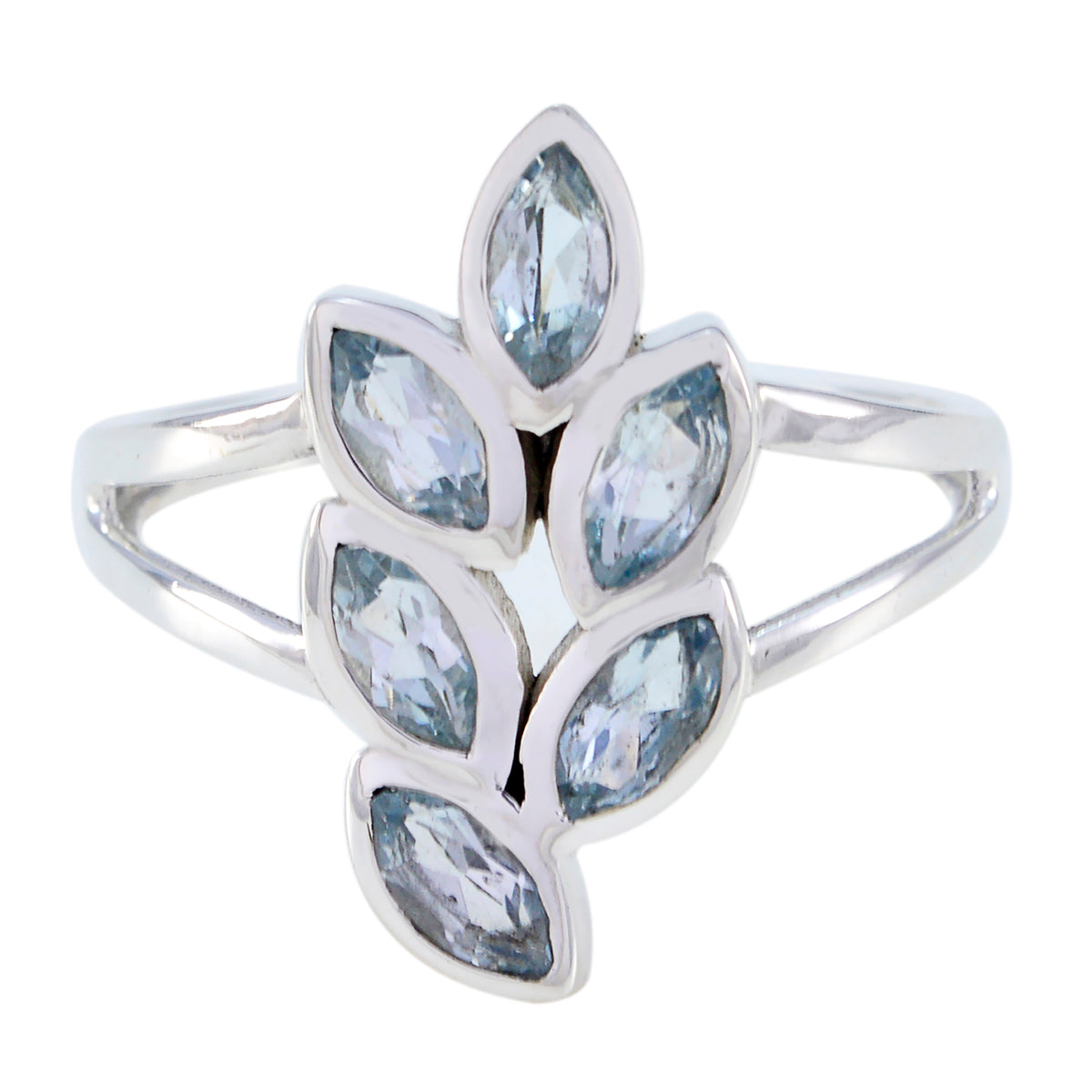 Blue Topaz Hexa African 92.5 Silver Blue Gems Slim Artisan Ring Jewelry