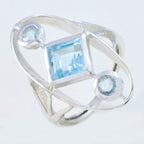 Blue Topaz Trilogy German 92.5 Silver Blue Gemstones Slim Graceful Ring Jewellery