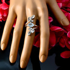 Blue Topaz Hepta Moroccan 925 Sterling Silver Blue Gemstone Classic Leafy Ring Jewelry