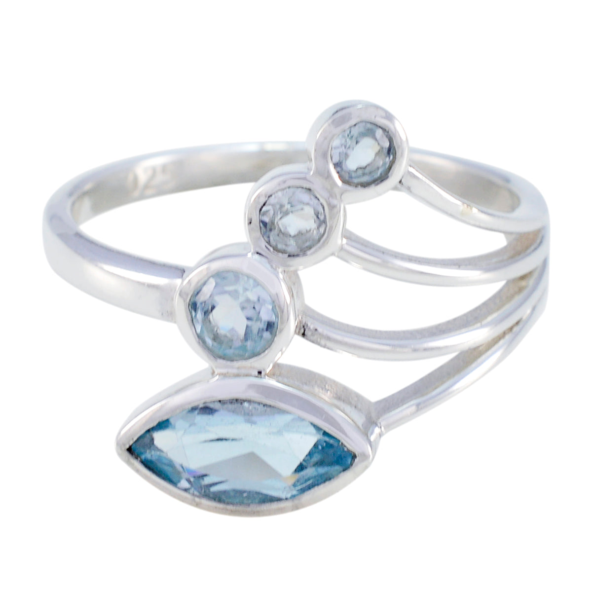 Blue Topaz quarter Moroccan 92.5 Silver Blue Gems Slim Trendy Ring Jewelry Hoofdafbeelding