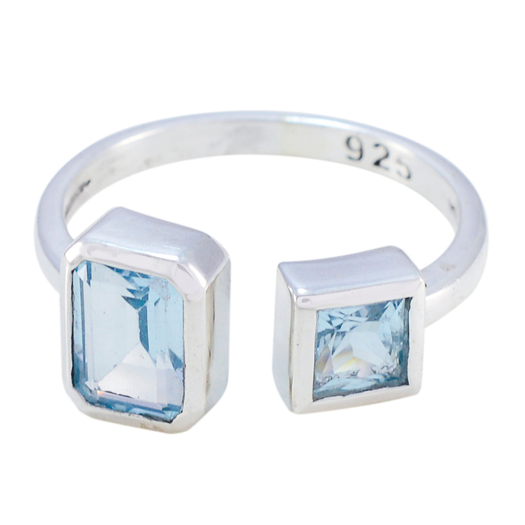 Blue Topaz Toi et Moi Turkish Sterling Silver Blue Gemstone Whisper thin Abstract Ring Jewellery