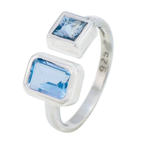Blue Topaz Toi et Moi Turkish Sterling Silver Blue Gemstone Whisper thin Abstract Ring Jewellery