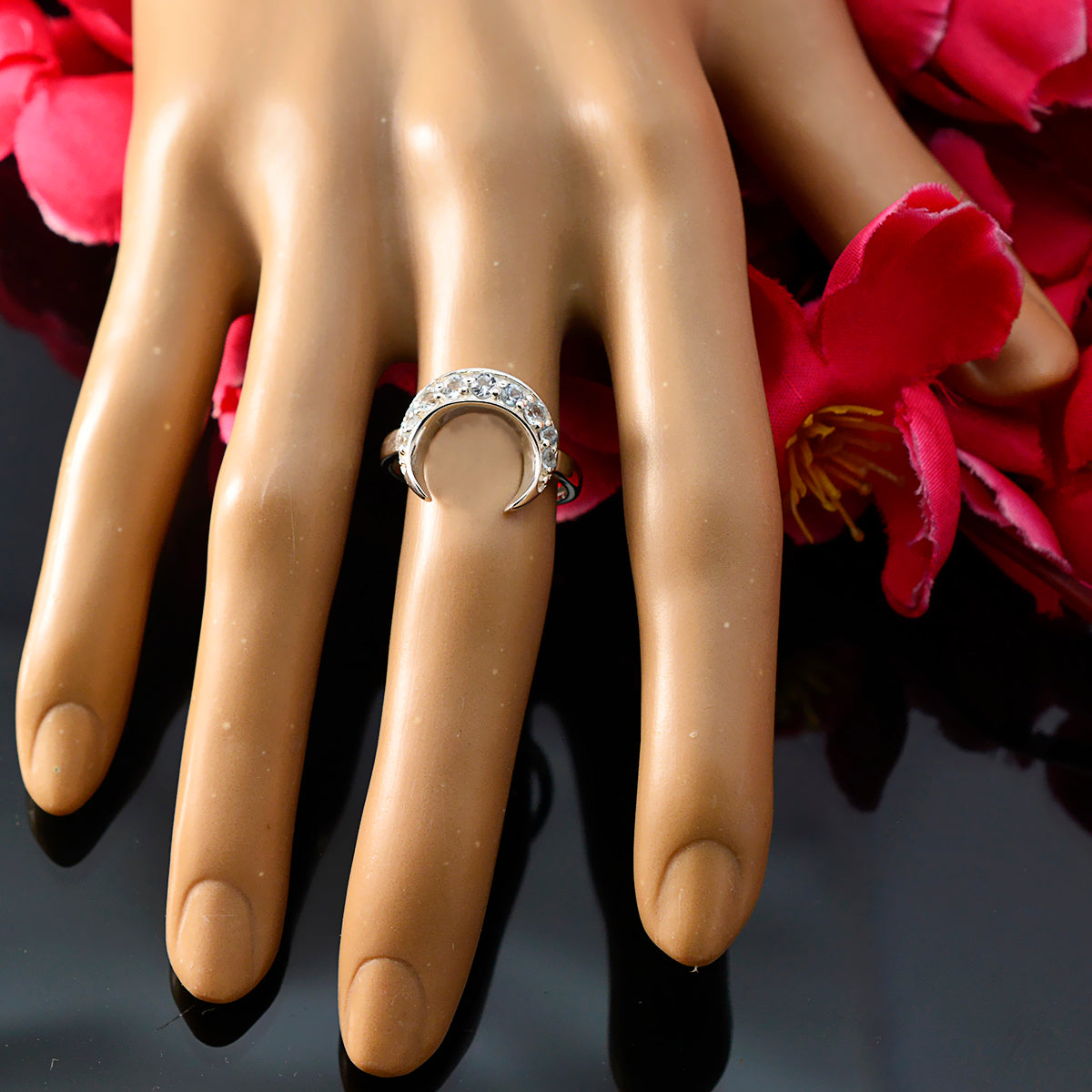 Blue Topaz multiple Korean 92.5 Silver Blue Gemstone Whisper thin Artisan Ring Jewelry