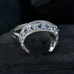 Blue Topaz multiple Korean 92.5 Silver Blue Gemstone Whisper thin Artisan Ring Jewelry