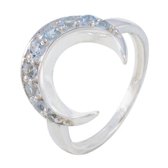 Blue Topaz multiple Korean 92.5 Silver Blue Gemstone Whisper thin Artisan Ring Jewelry