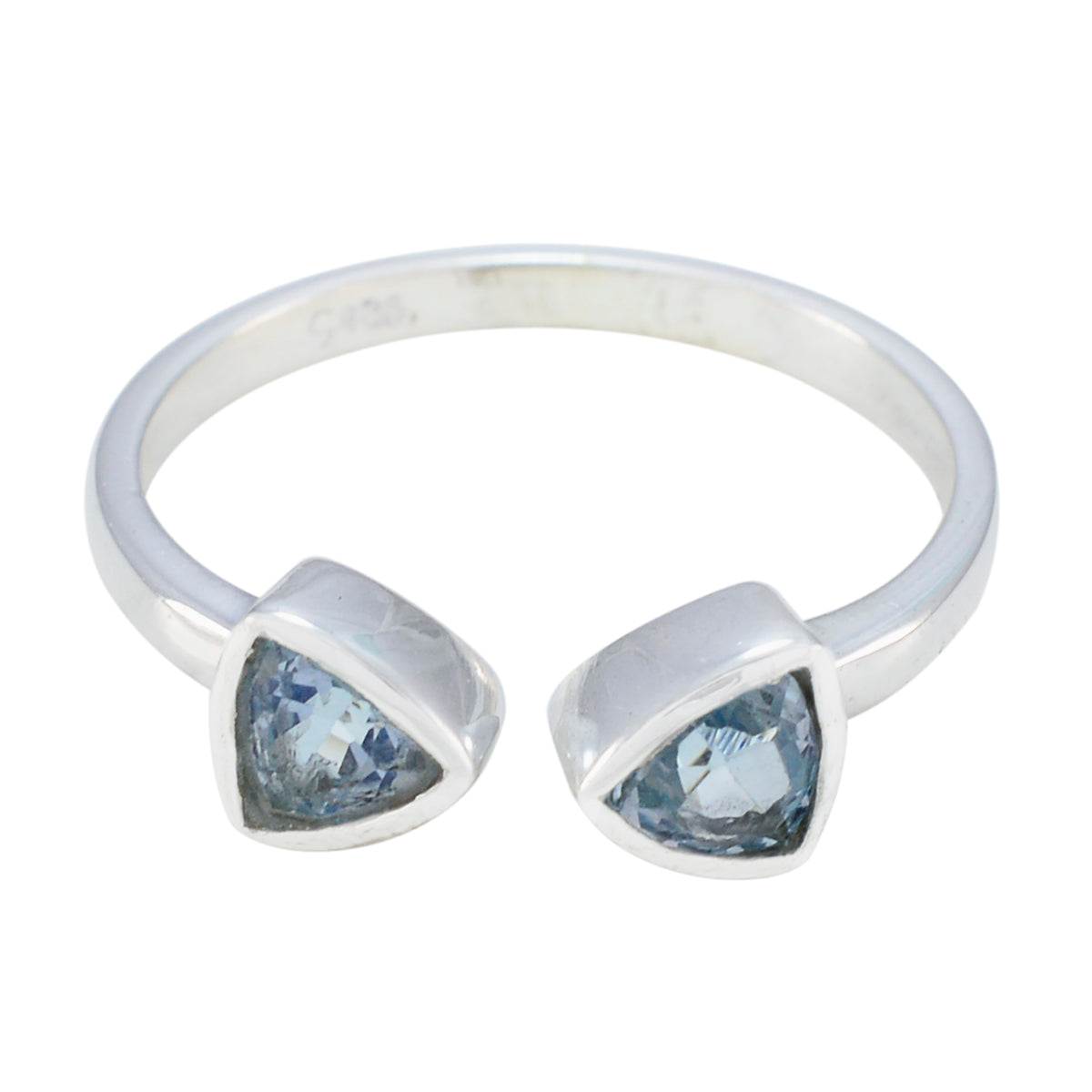 Blue Topaz Toi et Moi Turkish Silver Blue Gemstone Dainty Luxurious Ring Jewelry Huvudsaklig produktbild