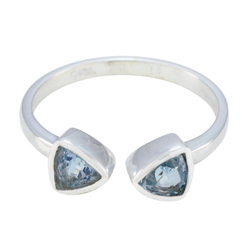 Blue Topaz Toi et Moi Turkish Silver Blue Gemstone Dainty Luxurious Ring Jewelry