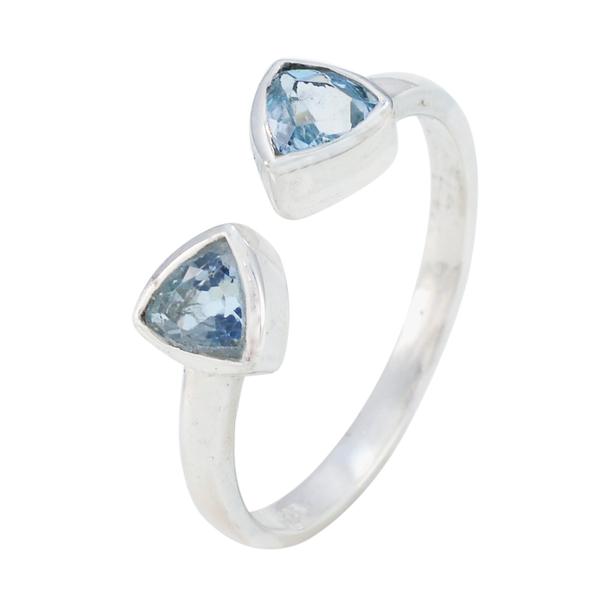 Blue Topaz Toi et Moi Turkish Silver Blue Gemstone Dainty Luxurious Ring Jewelry