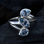 Blue Topaz Trilogy African 92.5 Silver Blue Gems Classic Fairytale Ring Jewelry