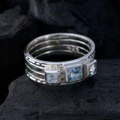 Blue Topaz Trilogy Egyptian Silver Blue Gemstone Eye catching Boho Band Jewellery