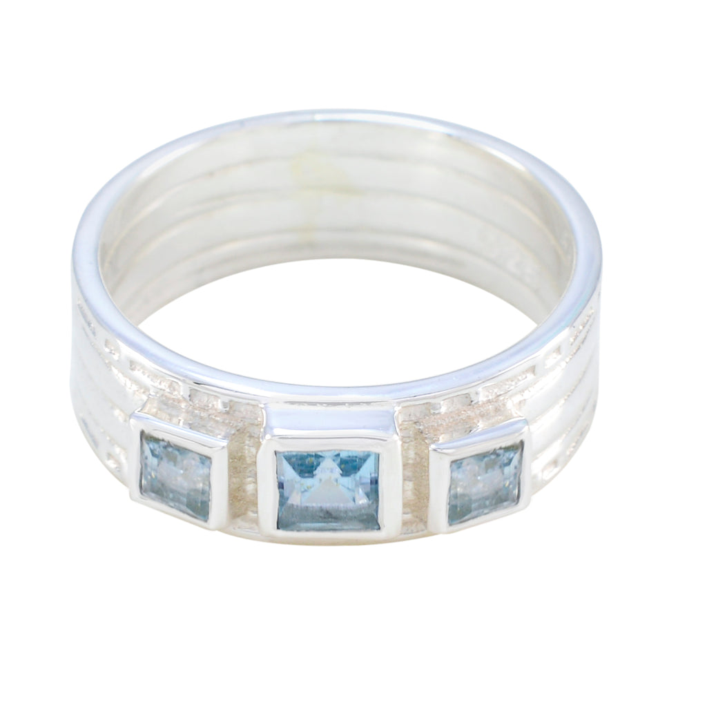 Blue Topaz Trilogy Egyptian Silver Blue Gemstone Eye catching Boho Band Jewellery