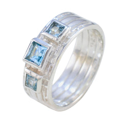 Blue Topaz Trilogy Egyptian Silver Blue Gemstone Eye catching Boho Band Jewellery