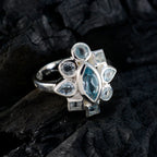 Blue Topaz navratna German 925 Sterling Silver Blue Gems Eye catching Trendy Ring Jewellery
