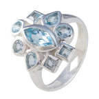 Blue Topaz navratna German 925 Sterling Silver Blue Gems Eye catching Trendy Ring Jewellery