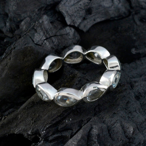 Blue Topaz multiple African 925 Silver Blue Gemstones Slim Eternity Band Jewellery