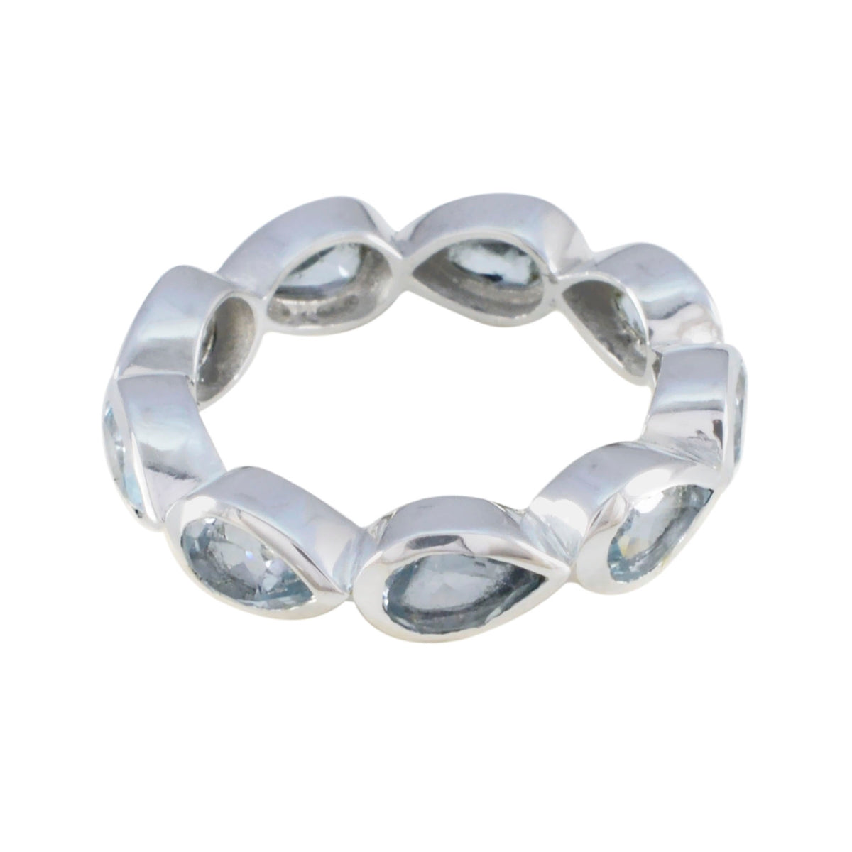 Blue Topaz multiple African 925 Silver Blue Gemstones Slim Eternity Band Jewellery