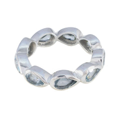 Blue Topaz multiple African 925 Silver Blue Gemstones Slim Eternity Band Jewellery
