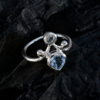 Blue Topaz Toi et Moi Indian 92.5 Silver Blue Gemstones Tiny Artisan Ring Jewellery