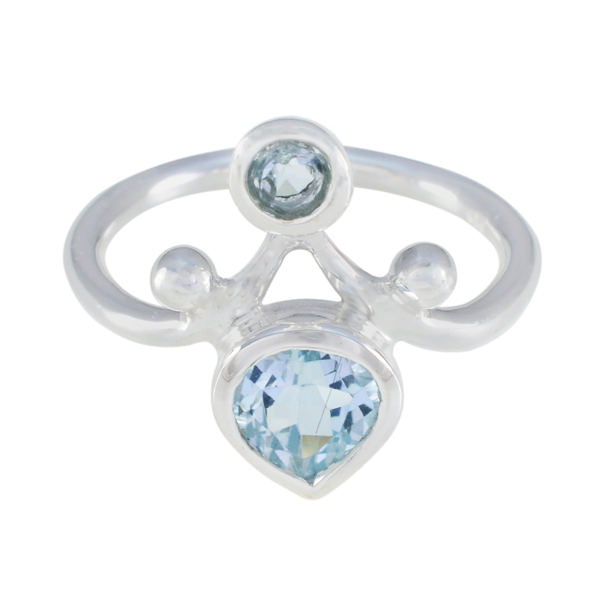 Blue Topaz Toi et Moi Indian 92.5 Silver Blue Gemstones Tiny Artisan Ring Jewellery