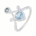 Blue Topaz Toi et Moi Indian 92.5 Silver Blue Gemstones Tiny Artisan Ring Jewellery