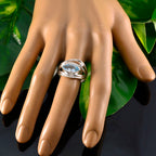 Blue Topaz Toi et Moi Moroccan 92.5 Silver Blue Gems Tiny Abstract Ring Jewellery