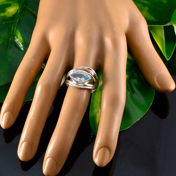 Blue Topaz Toi et Moi Moroccan 92.5 Silver Blue Gems Tiny Abstract Ring Jewellery