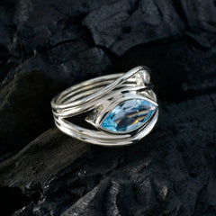 Blue Topaz Toi et Moi Moroccan 92.5 Silver Blue Gems Tiny Abstract Ring Jewellery
