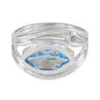 Blue Topaz Toi et Moi Moroccan 92.5 Silver Blue Gems Tiny Abstract Ring Jewellery