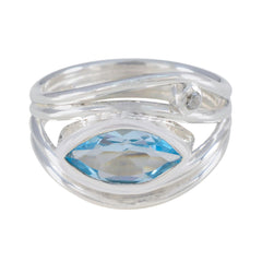 Blue Topaz Toi et Moi Moroccan 92.5 Silver Blue Gems Tiny Abstract Ring Jewellery