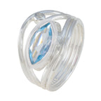 Blue Topaz Toi et Moi Moroccan 92.5 Silver Blue Gems Tiny Abstract Ring Jewellery