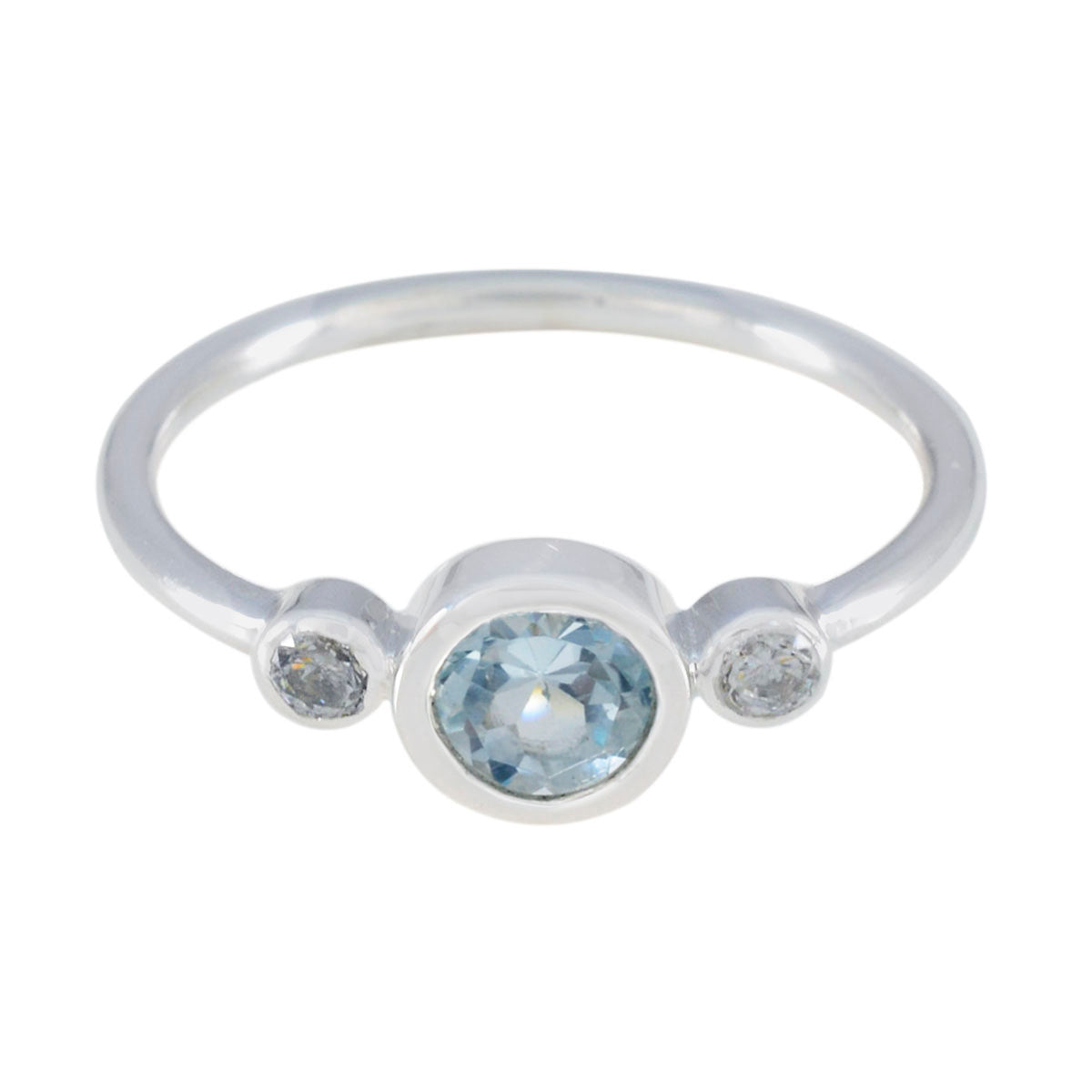 Blue Topaz Trilogy Japanese 925 Sterling Silver Blue Gems Elegant  Glamorous Ring Jewellery