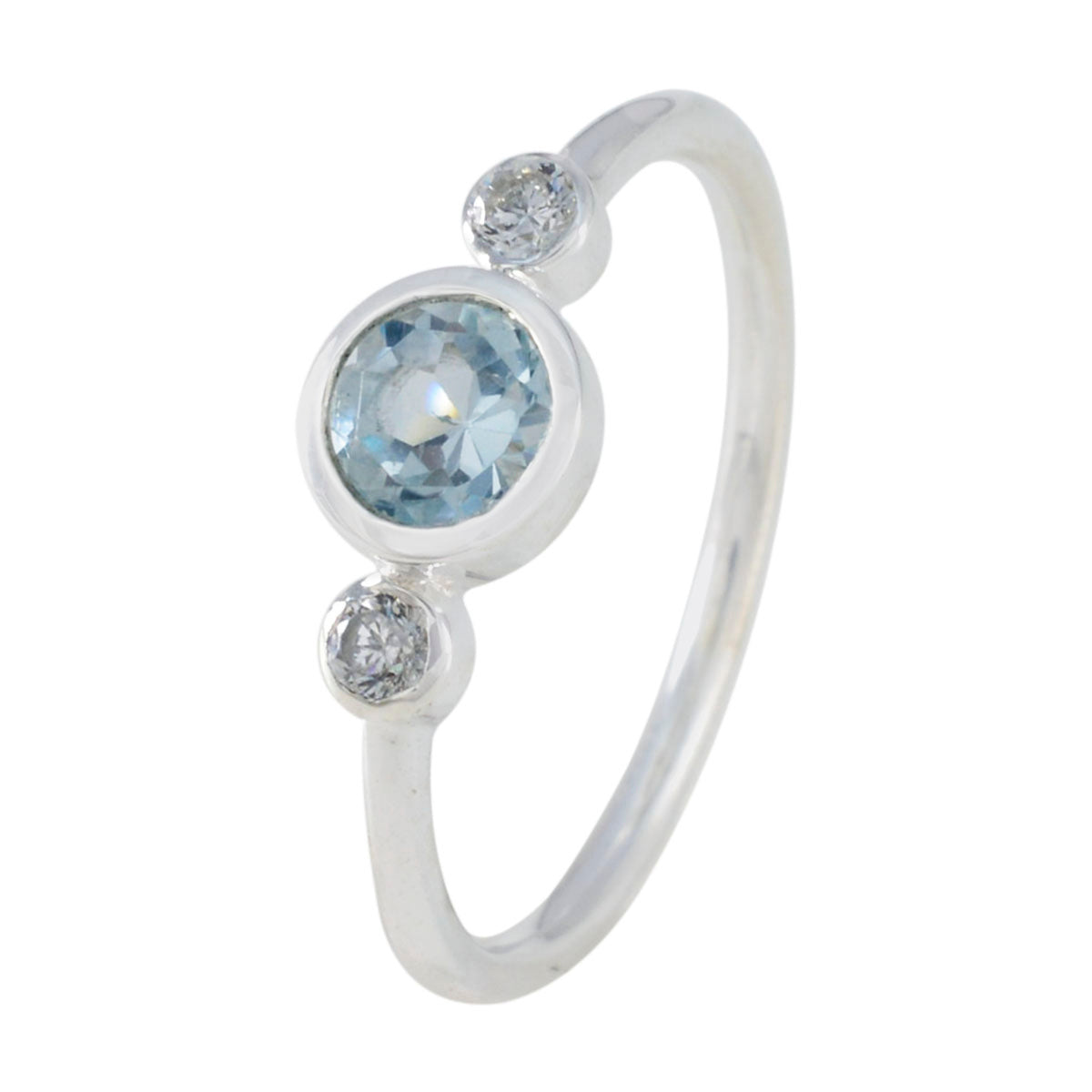 Blue Topaz Trilogy Japanese 925 Sterling Silver Blue Gems Elegant  Glamorous Ring Jewellery