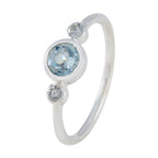Blue Topaz Trilogy Japanese 925 Sterling Silver Blue Gems Elegant  Glamorous Ring Jewellery