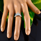 Blue Topaz Hepta American 92.5 Silver Blue Gems Dainty crown Ring Jewelry