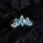 Blue Topaz Hepta American 92.5 Silver Blue Gems Dainty crown Ring Jewelry