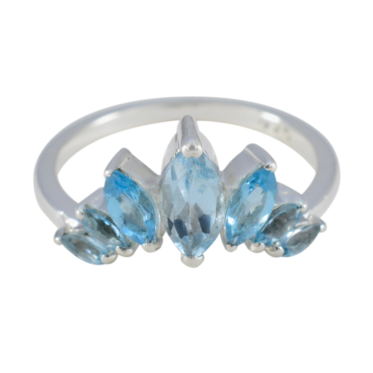 Blauer Topas Hepta American 92,5 Silber Blaue Edelsteine Zierlicher Kronenring Schmuck Zweitbild