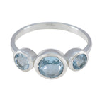 Blue Topaz Trilogy Turkish 925 Sterling Silver Blue Gems Whisper thin Sophisticated Ring Jewelry