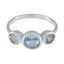 Blue Topaz Trilogy Turkish 925 Sterling Silver Blue Gems Whisper thin Sophisticated Ring Jewelry