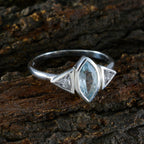 Blue Topaz Trilogy Korean 925 Sterling Silver Blue Gemstone Whisper thin Fairytale Ring Jewelry