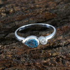 Blue Topaz Toi et Moi American 925 Sterling Silver Blue Gemstone Delicate Contemporary Ring Jewelry