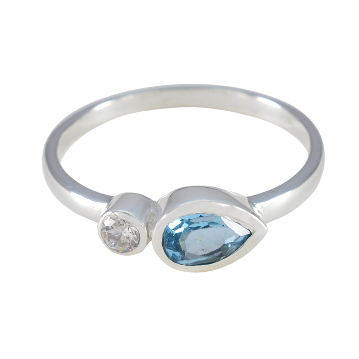 Blue Topaz Toi et Moi American 925 Sterling Silver Blue Gemstone Delicate Contemporary Ring Jewelry Hoofdafbeelding
