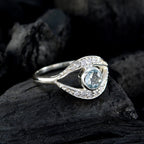 Blue Topaz Halo French Silver Blue Gems Featherlight Luxurious Ring Jewelry