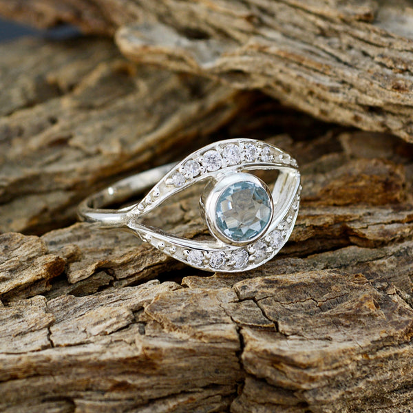 Blue Topaz Halo French Silver Blue Gems Featherlight Luxurious Ring Jewelry