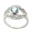 Blue Topaz Halo French Silver Blue Gems Featherlight Luxurious Ring Jewelry