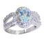 Blue Topaz Halo German Silver Blue Gemstones Slim Trendy Ring Jewelry