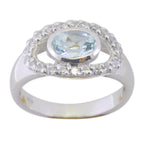 Blue Topaz Halo American 925 Sterling Silver Blue Gemstones Whisper thin Abstract Ring Jewelry