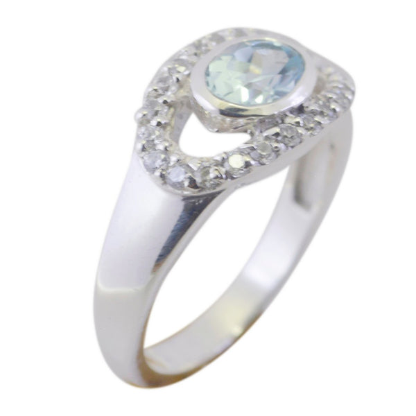 Blue Topaz Halo American 925 Sterling Silver Blue Gemstones Whisper thin Abstract Ring Jewelry