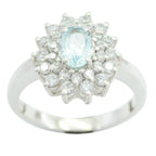 Blue Topaz Halo Moroccan Sterling Silver Blue Gems Slim Artisan Ring Jewellery