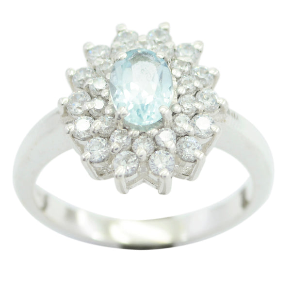 Blue Topaz Halo Moroccan Sterling Silver Blue Gems Slim Artisan Ring Jewellery