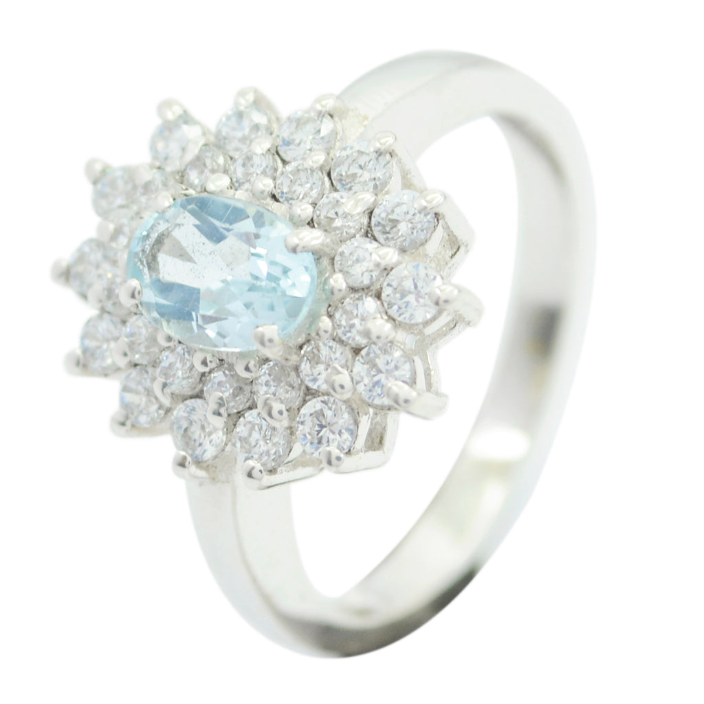 Blue Topaz Halo Moroccan Sterling Silver Blue Gems Slim Artisan Ring Jewellery
